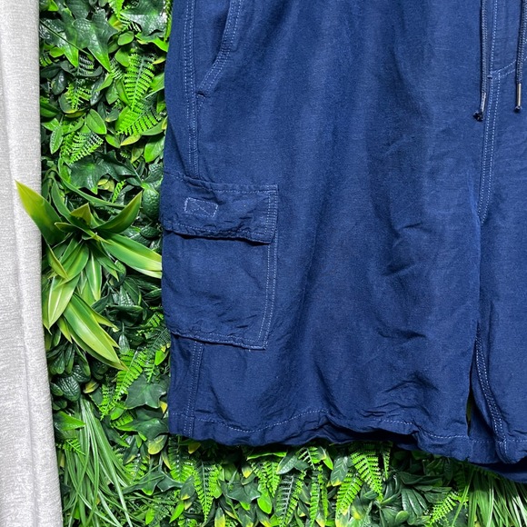 CUBAVERA‎ Shorts Men's 4X Blue Cargo Linen Blend Elastic Waist Drawstring  3284 - Picture 6 of 10